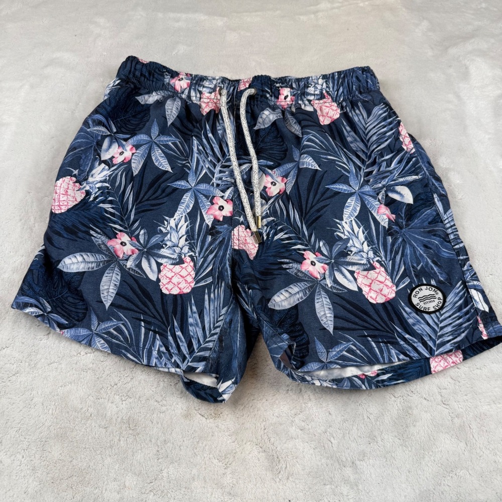 Ron Jon Surf Shop The Endless Summer Mens Swim‎ Trunks Navy Pineapple Floral 29W